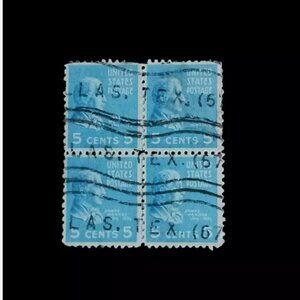 James Monroe 5c US Stamp #810 Used Cancelled Block of 4 RARE